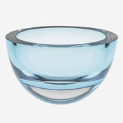 Aqua Blue Mouth Blown Polish Crystal Thick Walled Bowl