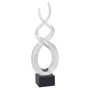 Abstract Silver Sparkle Glass Centerpiece Sculpture