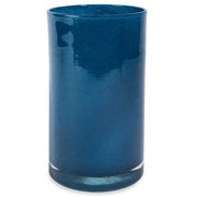 Blue Mouth Blown Bubble Glass Thick Walled Cylinder Vase