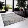 5’ x 8’ Navy and Beige Distressed Vines Area Rug