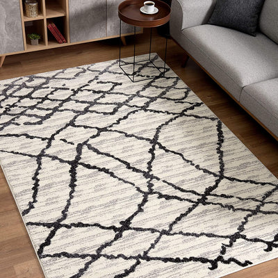 5’ x 8’ Gray and Black Modern Abstract Area Rug