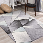 4’ x 6’ Gray and Blue Prism Pattern Area Rug