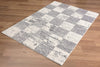 4’ x 6’ White and Gray Checkered Area Rug