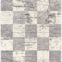 4’ x 6’ White and Gray Checkered Area Rug