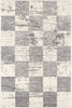 7’ x 9’ White and Gray Checkered Area Rug