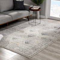 5’ x 8’ Cream and Gray Decorative Area Rug