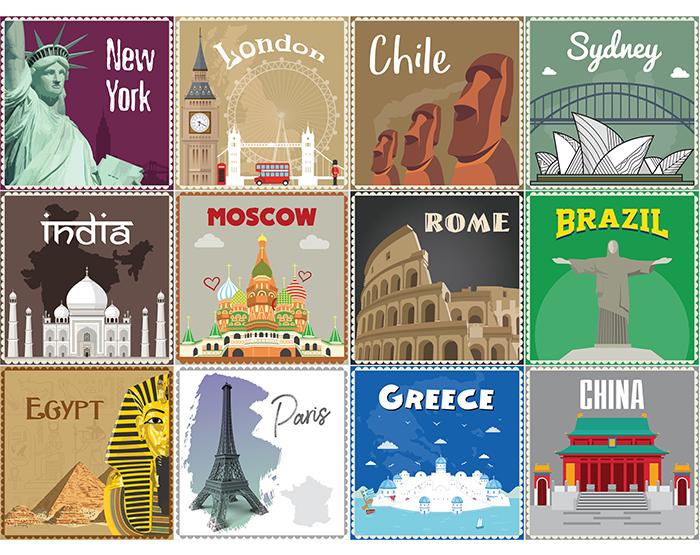 6" x 6" World Traveler Peel and Stick Removable Tiles