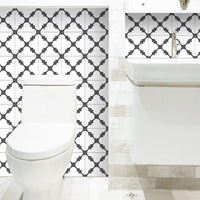 8" X 8" Dark Gray and White Tri Peel and Stick Tiles