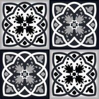 7" X 7" Black White and Gray Baz Peel and Stick Removable Tiles