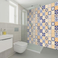 8" x 8" Yellow White and Blues Peel and Stick Removable Tiles