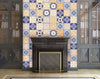 8" x 8" Yellow White and Blues Peel and Stick Removable Tiles