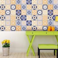 8" x 8" Yellow White and Blues Peel and Stick Removable Tiles
