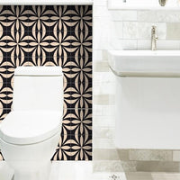 6" x 6" Intertwined Black and Cream Peel and Stick Removable Tiles
