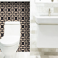 7" x 7" Intertwined Black and Cream Peel and Stick Removable Tiles