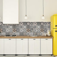 4" x 4" Charcoal and White Mosaic Peel and Stick Removable Tiles