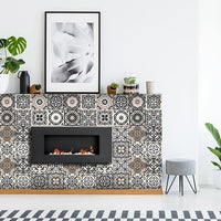 6" x 6" Charcoal and White Mosaic Peel and Stick Removable Tiles