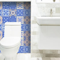 4" x 4" Dark and Light Blue Mosaic Peel and Stick Removable Tiles