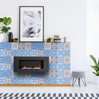4" x 4" Dark and Light Blue Mosaic Peel and Stick Removable Tiles