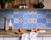 6" x 6" Dark and Light Blue Mosaic Peel and Stick Removable Tiles