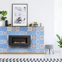 6" x 6" Dark and Light Blue Mosaic Peel and Stick Removable Tiles