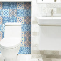 4" x 4" Ocean Blue Mosaic Peel and Stick Removable Tiles