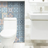 4" x 4" Baby Blue and Peach Mosaic Peel and Stick Removable Tiles