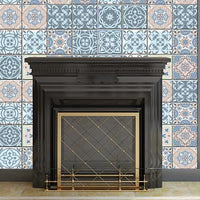 4" x 4" Baby Blue and Peach Mosaic Peel and Stick Removable Tiles