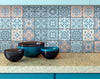 4" x 4" Baby Blue and Peach Mosaic Peel and Stick Removable Tiles