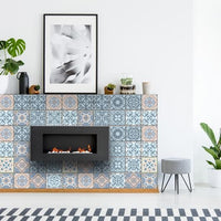 6" x 6" Baby Blue and Peach Mosaic Peel and Stick Removable Tiles