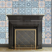 6" x 6" Baby Blue and Peach Mosaic Peel and Stick Removable Tiles