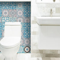 7" x 7" Sky Blue Mosaic Peel and Stick Removable Tiles