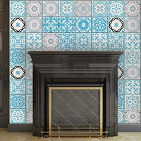 7" x 7" Sky Blue Mosaic Peel and Stick Removable Tiles