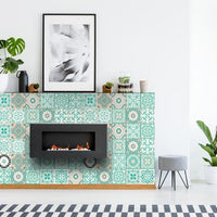 6" x 6" Aquamarine Mosaic Peel and Stick Removable Tiles