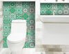 4" x 4" Green and White Mosaic Peel and Stick Removable Tiles
