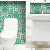 6" x 6" Green and White Mosaic Peel and Stick Removable Tiles
