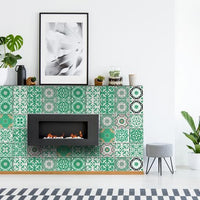 6" x 6" Green and White Mosaic Peel and Stick Removable Tiles
