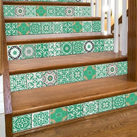 8" x 8" Green and White Mosaic Peel and Stick Removable Tiles