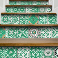 8" x 8" Green and White Mosaic Peel and Stick Removable Tiles