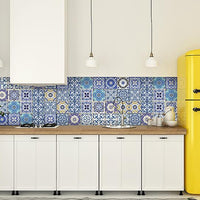 4" x 4" Blue Gray Yellow Pop Peel and Stick Removable Tiles