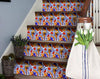 4" x 4" Orange Red and Blue Peel and Stick Removable Tiles