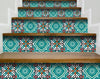 5" x 5" Turq and Terra Cotta Scroll Peel and Stick Removable Tiles