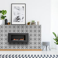 6" x 6" Charcoal And White Scroll Peel and Stick Removable Tiles