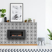 7" x 7" Charcoal And White Scroll Peel and Stick Removable Tiles