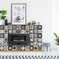 4" x 4" Black White and Gray Mosaic Peel and Stick Removable Tiles