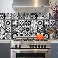 6" x 6" Black White and Gray Mosaic Peel and Stick Removable Tiles