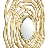 Gold Wave Pattern Round Mirror