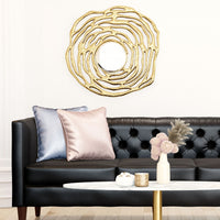 Gold Wave Pattern Round Mirror