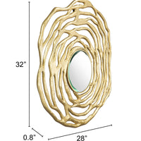 Gold Wave Pattern Round Mirror