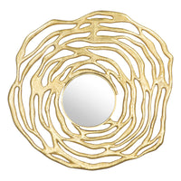 Gold Wave Pattern Round Mirror