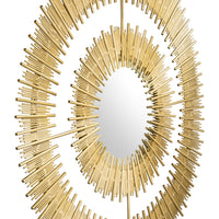 Gold Vertical Pattern Round Mirror